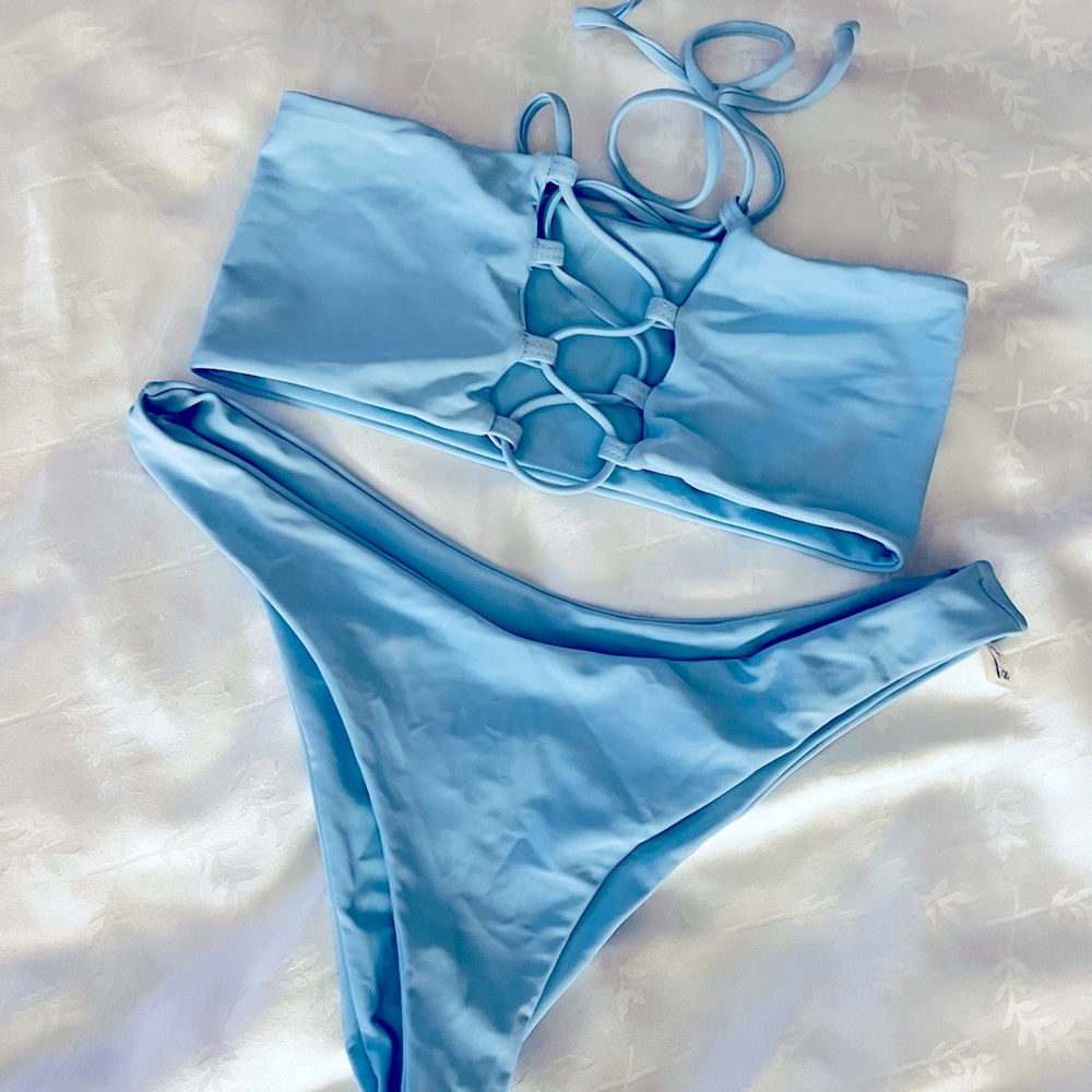 two-piece bikini zaful baby blue swimsuit